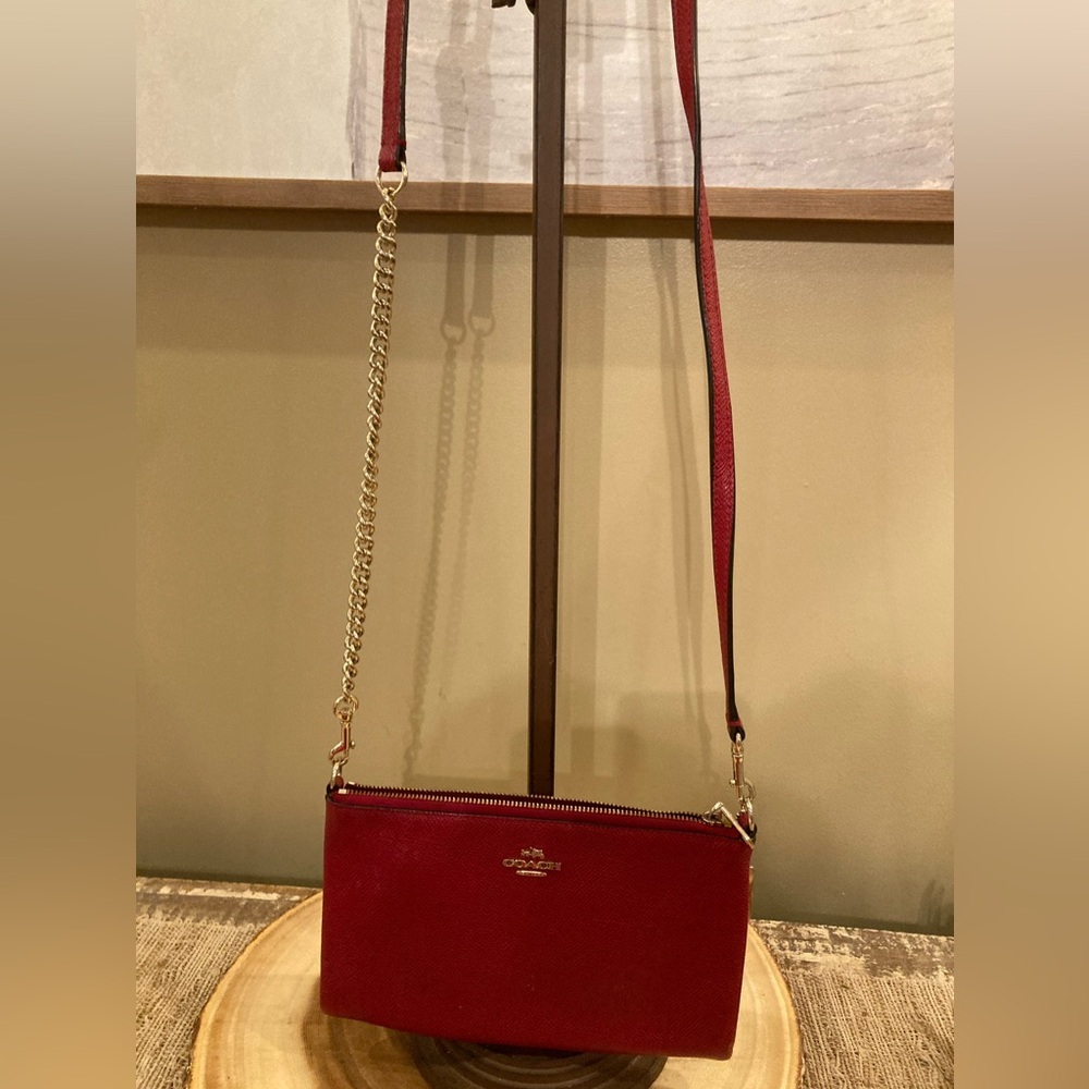 COACH KYLIE CROSSBODY IN EMBOSSED TEXTURED LEATHER Valentine RED MSRP $155 - Picture 4 of 9